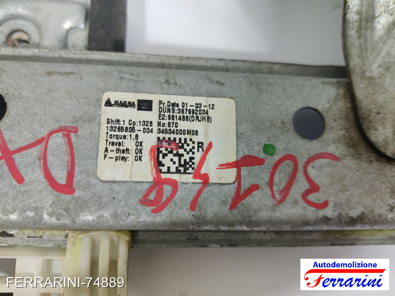 Alzavetro OPEL MERIVA B S10 2011-2017 destro, dx, posteriore, post 93168807 9