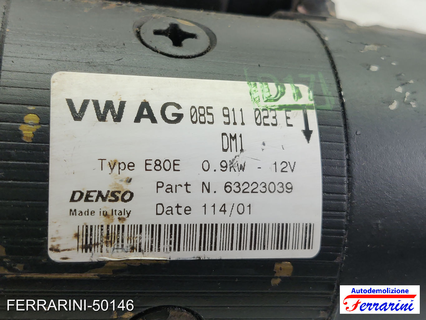 Motorino Avviamento VW LUPO 60, 6X1 1.0 1998-2005 085911023E, 0986019311