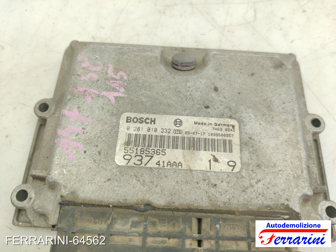 Centralina Motore ALFA ROMEO 147 937 1.9 JTD 16V 2003-2004 55185365, 0281010332 7