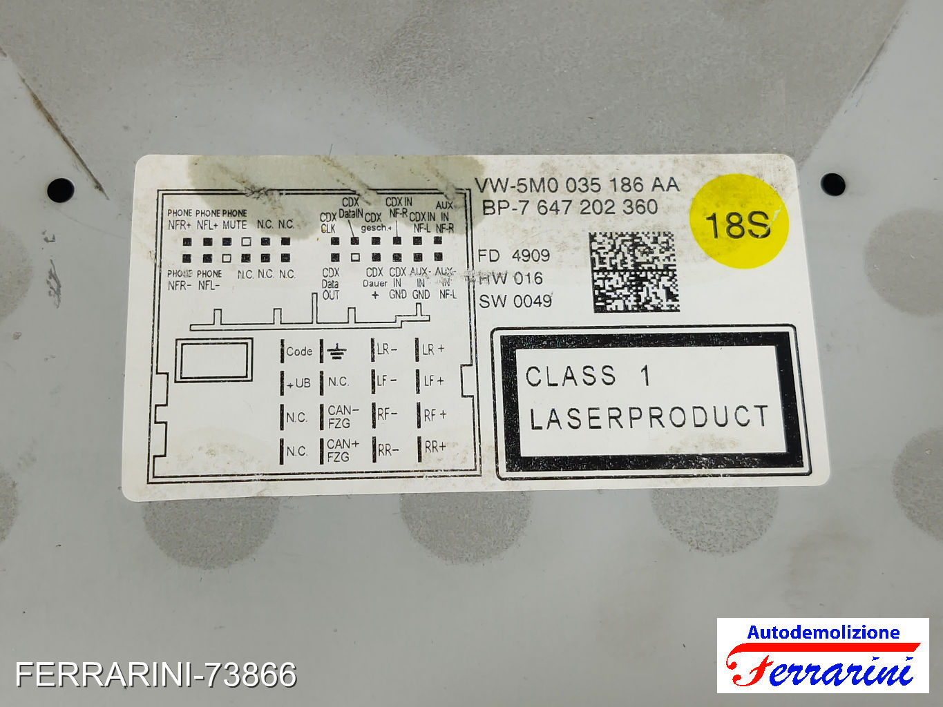 Stereo Radio VW POLO 6C1, 6R1 2009-2023 5M0035186AA, 7647202360, 5MO035186AA
