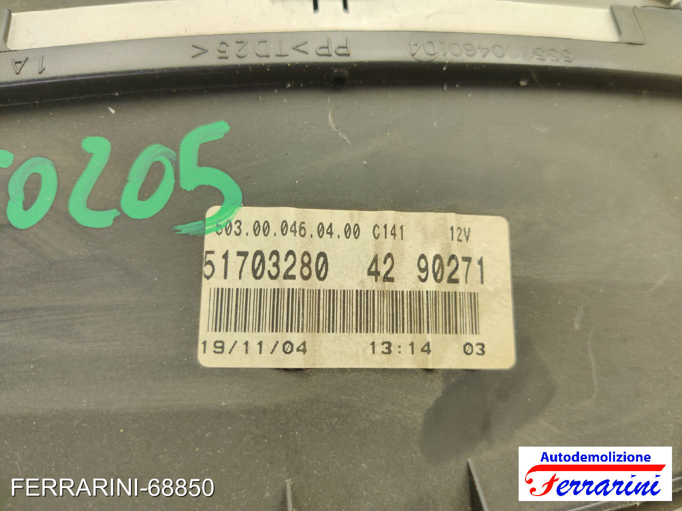 Quadro Contachilometri FIAT PUNTO 188 1.3 JTD 16V 2003-2012 51703280, 19110404