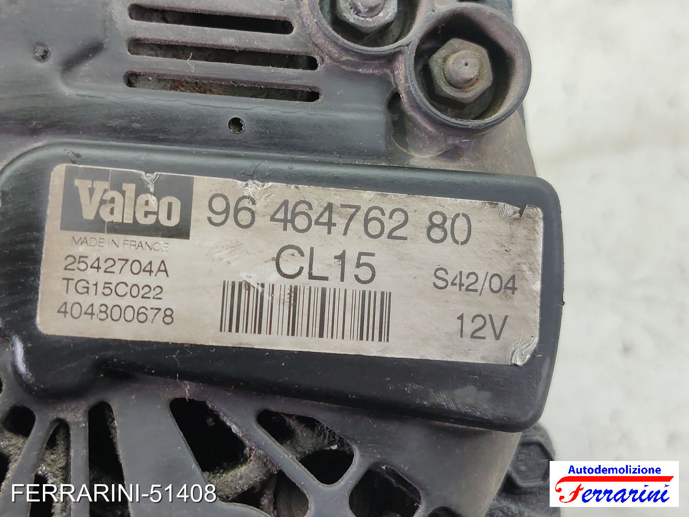 Alternatore CITROEN C3 1 FC, FN 1.4 HDI 2002-2009 9646476280, 57058G, 9646049980