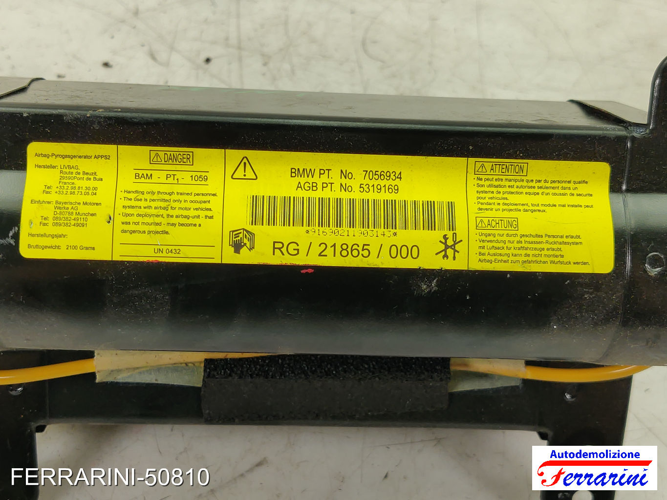 Airbag Cruscotto MINI - R50, R53 2001-2006 7056934, 5319169