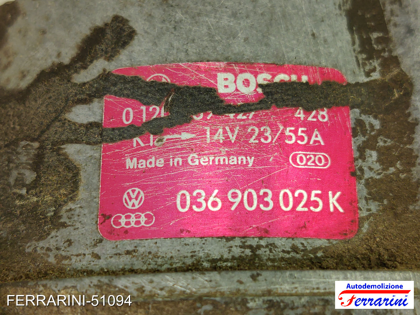 Alternatore VW POLO 80, 86C 1.0 1985-1992 036903025K, 036903017J, 036903017JX