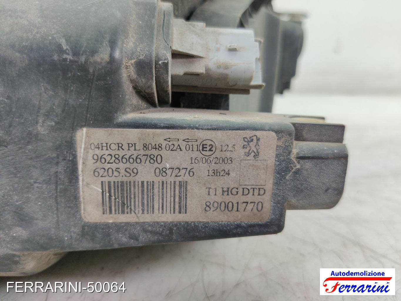 Faro Anteriore PEUGEOT 206 SW 2E/K 2002-2007 sinistro, sx 6205S9, 9628666780 9