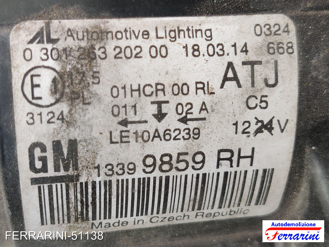 Faro Anteriore OPEL ZAFIRA TOURER C P12 2011-2023 destro, dx 13399859, 13278772 9