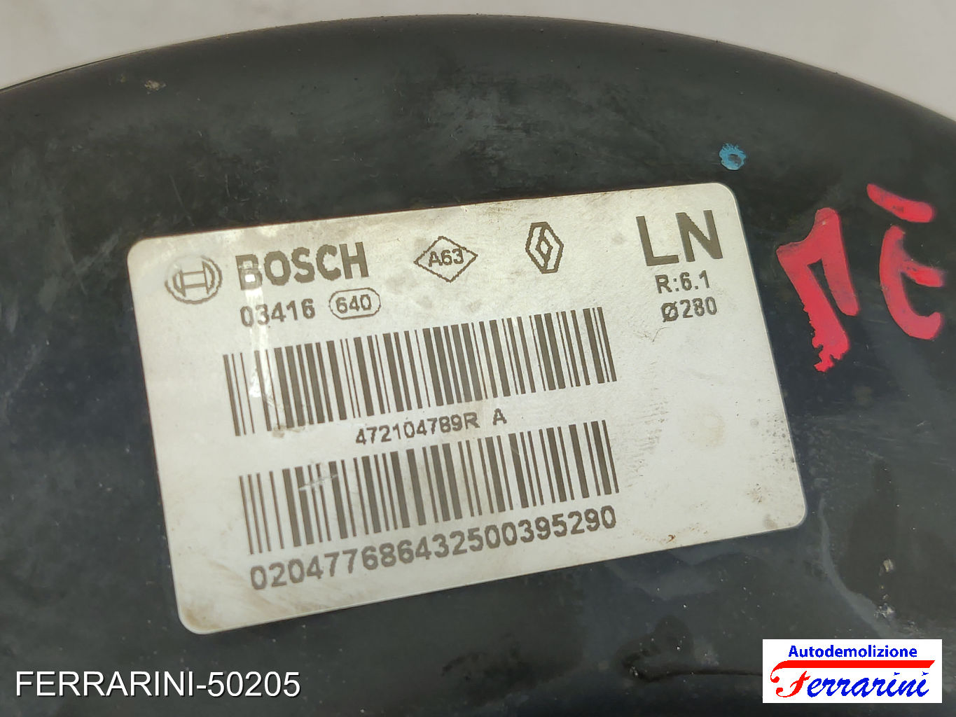 Servofreno RENAULT MEGANE 4 B9A M N 1.5 DCI 110 2015-2023 472104789RA, 03416640