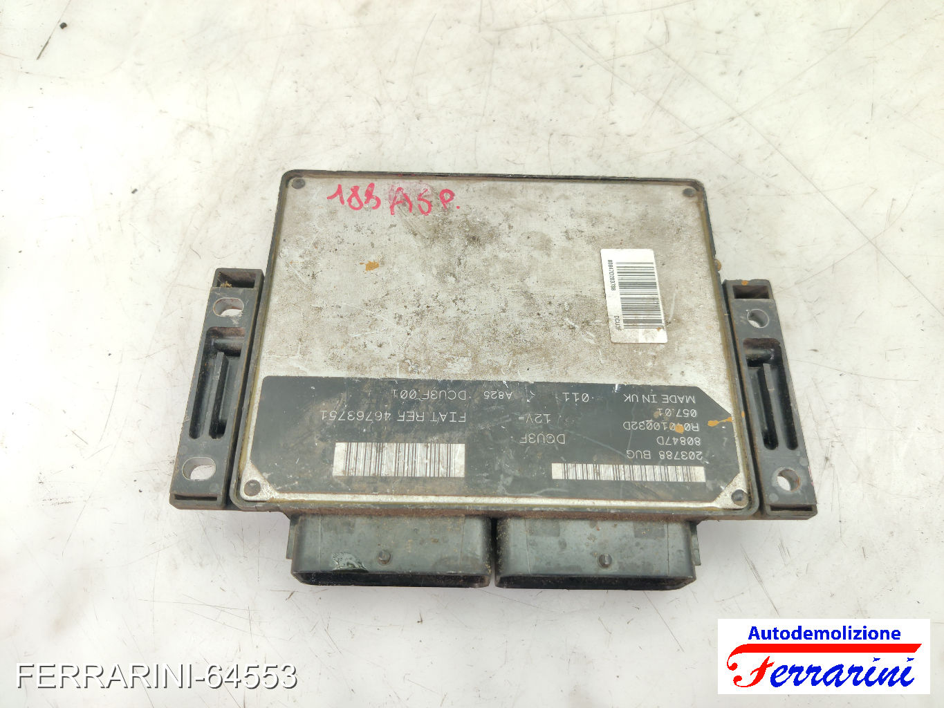 Centralina Motore FIAT PUNTO 188 1.9 DS 60 1999-2012 46763751, F46763751