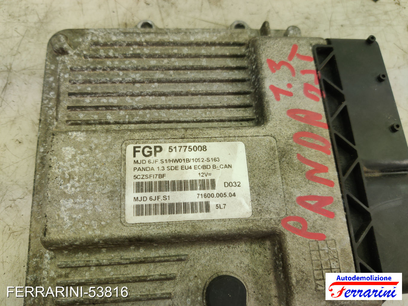 Centralina Motore FIAT PANDA 169 1.3 D MULTIJET 2003-2012 51775008, 7160000504