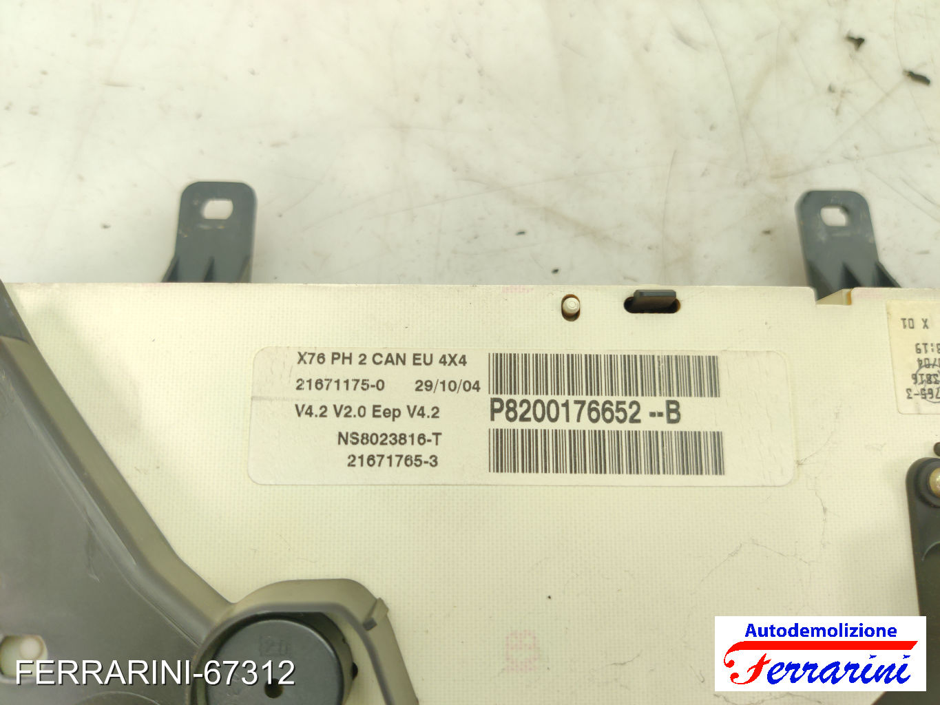 Quadro Contachilometri RENAULT KANGOO KC0/1 1.5 DCI 2001-2007 8200176652