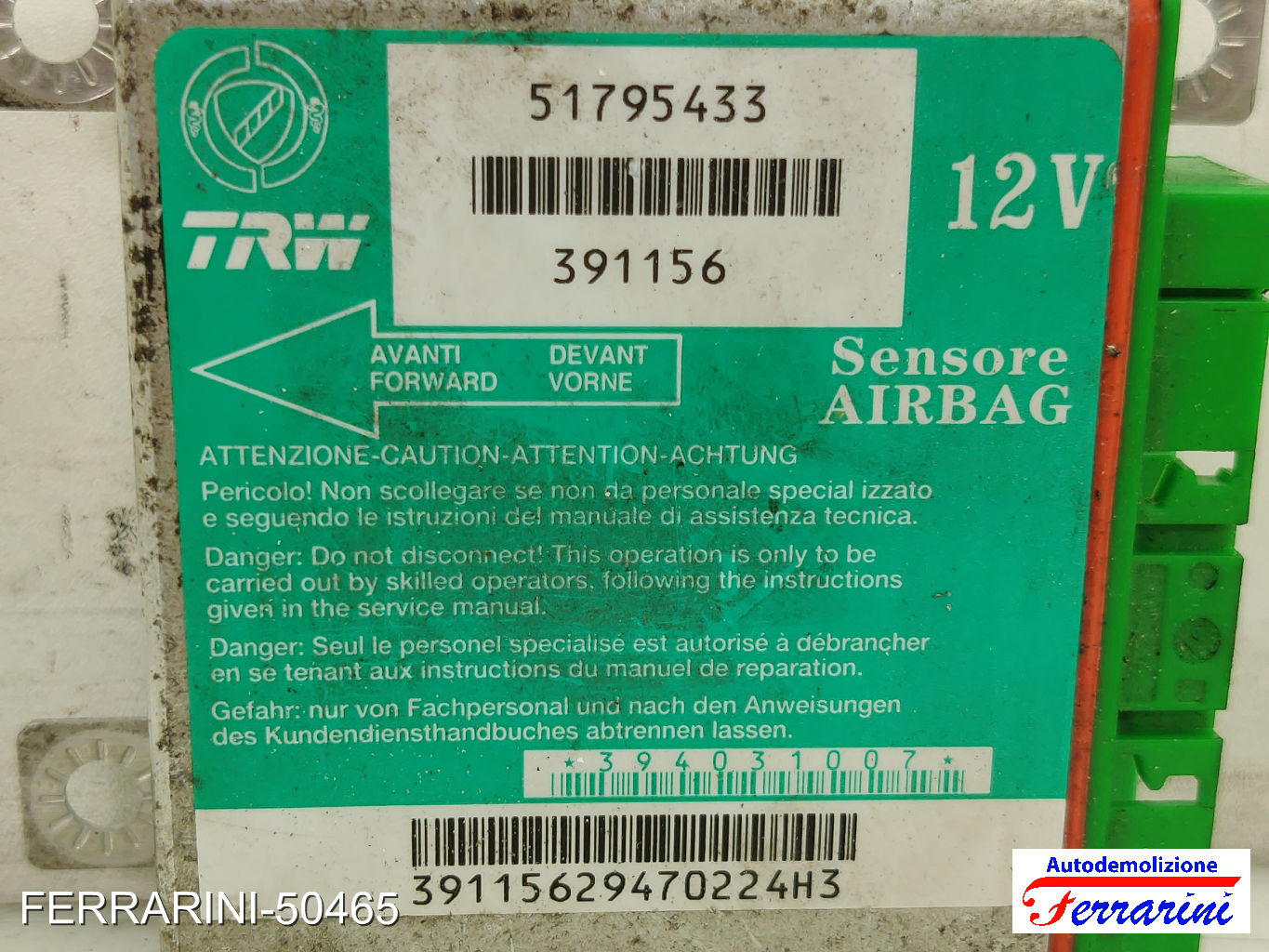 Centralina Airbag FIAT GRANDE PUNTO 199 2005-2010 51795433, 391156