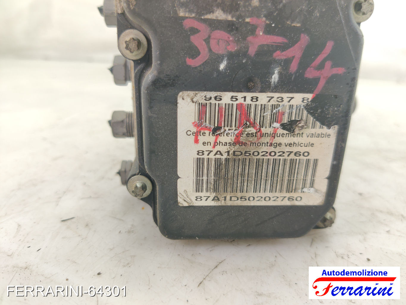 Centralina Pompa Abs PEUGEOT 307 SW 3H 2.0 HDI 110 2002-2009 9651873780