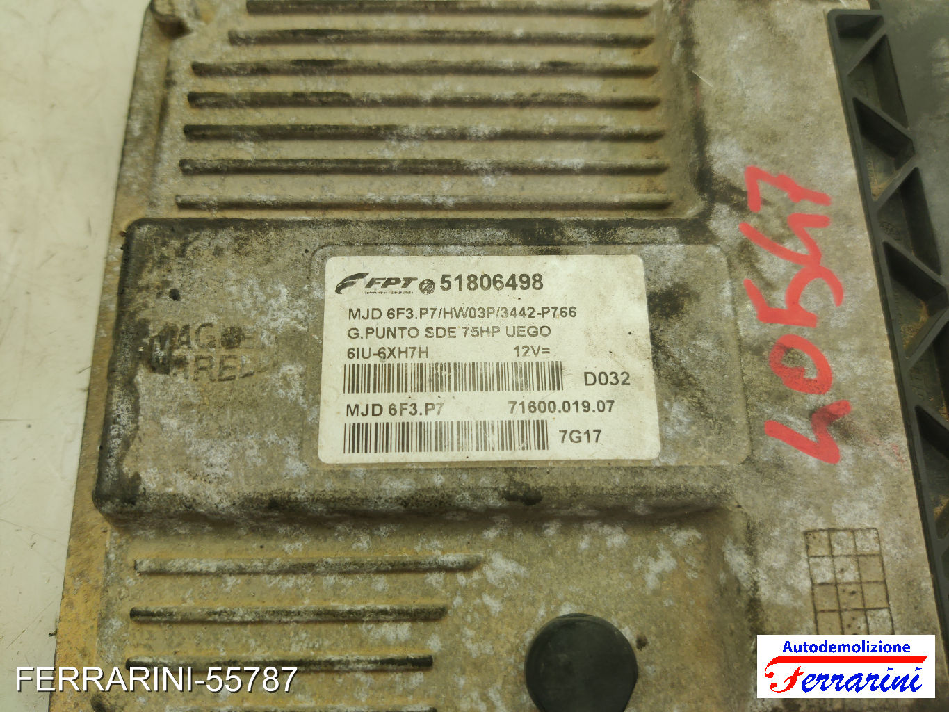Centralina Motore FIAT GRANDE PUNTO 199 1.3 D MULTIJET 2005-2013 51806498 6