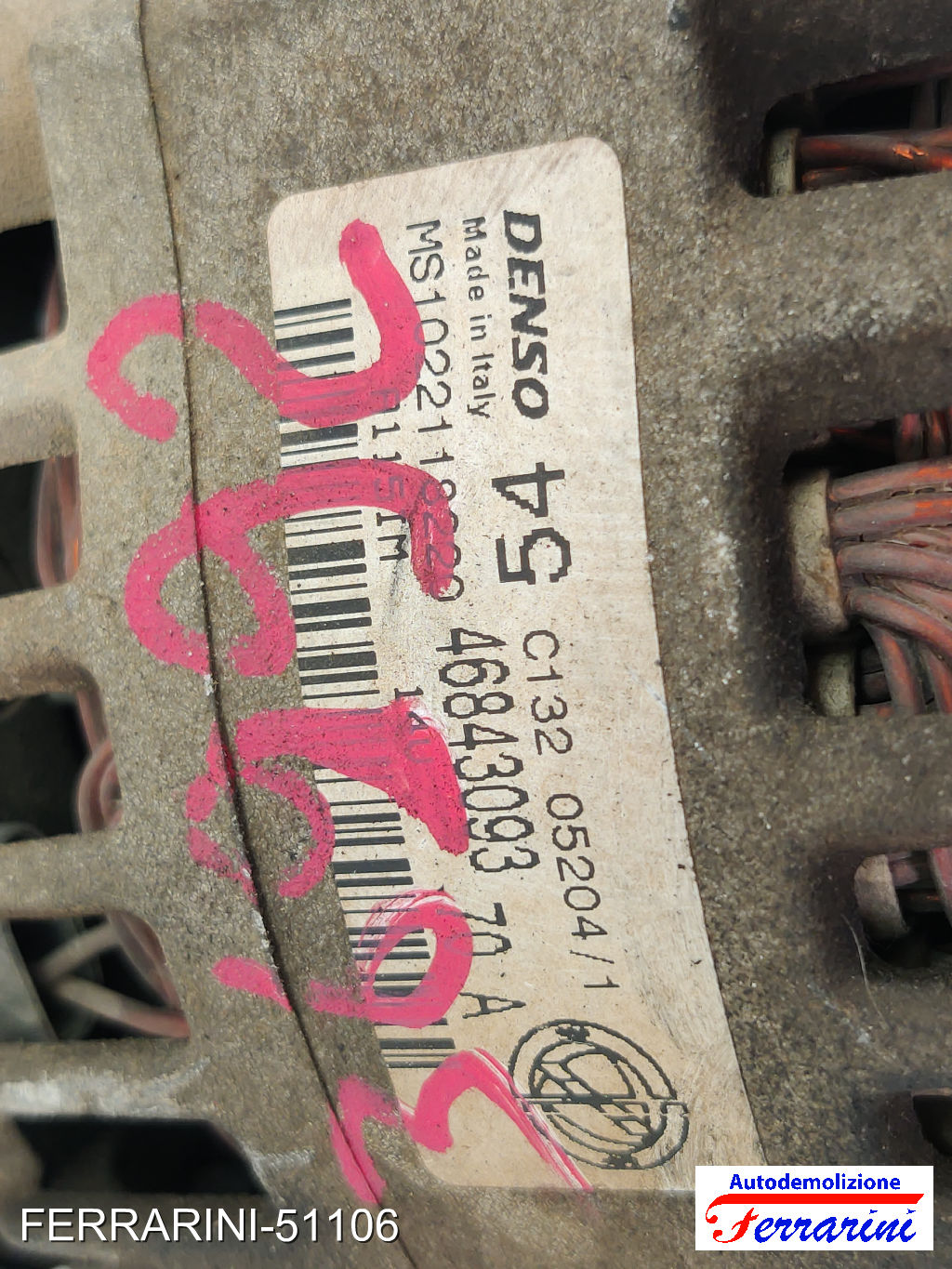 Alternatore FIAT SEICENTO 600 187 1.1 1998-2010 46843093, C132052041, 46800158