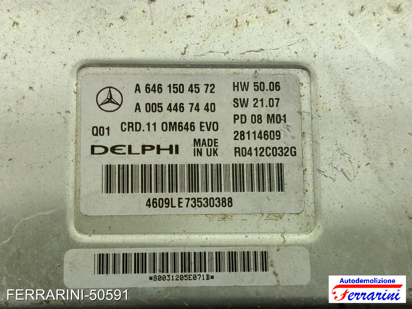 Centralina Motore MERCEDES CLASSE C S204 C 220 CDI 2007-2008 A6461504572 6