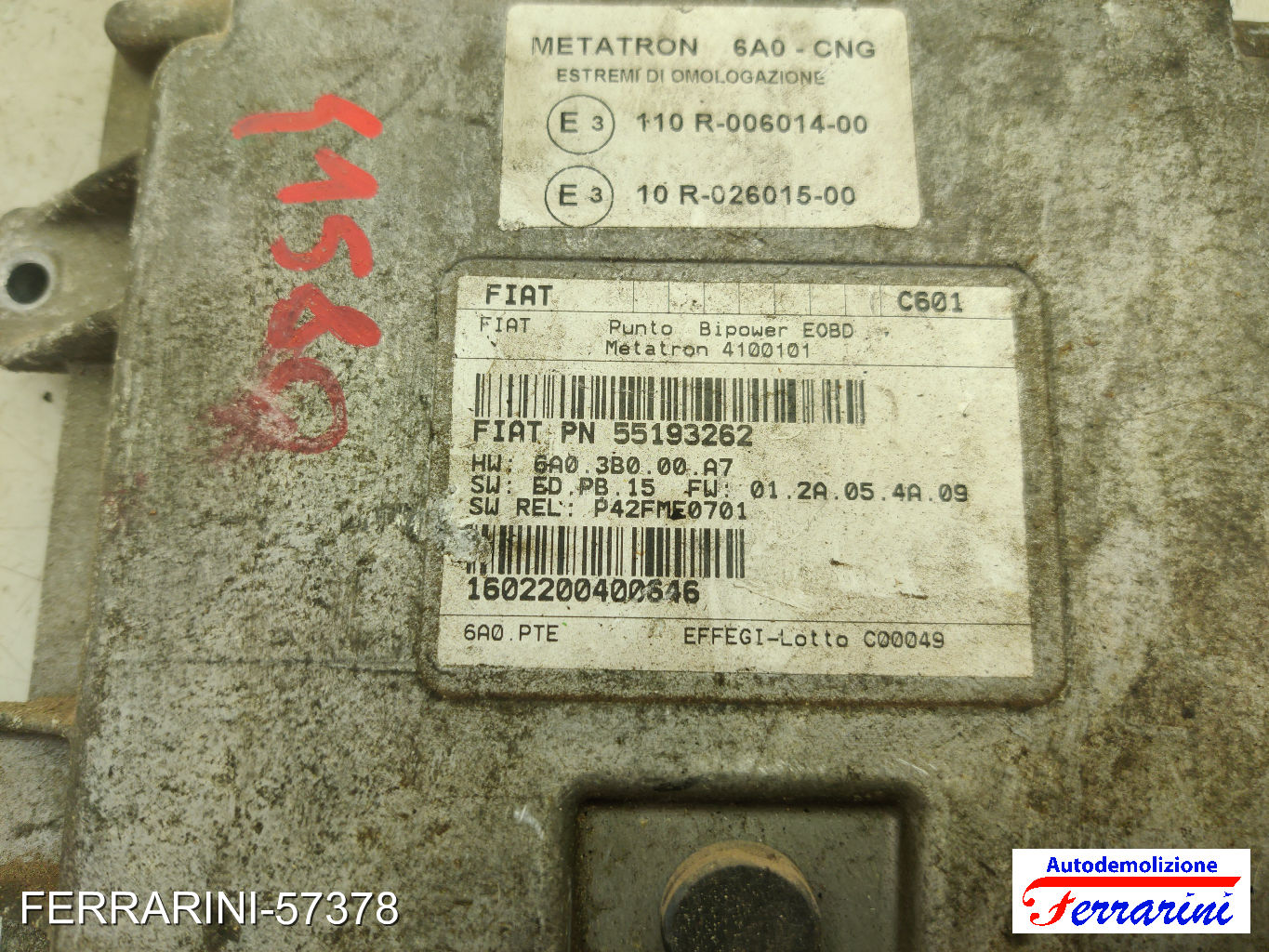 Centralina Motore FIAT PUNTO 188 1.2 60 1999-2010 55193262, 51815709, 51822895 6