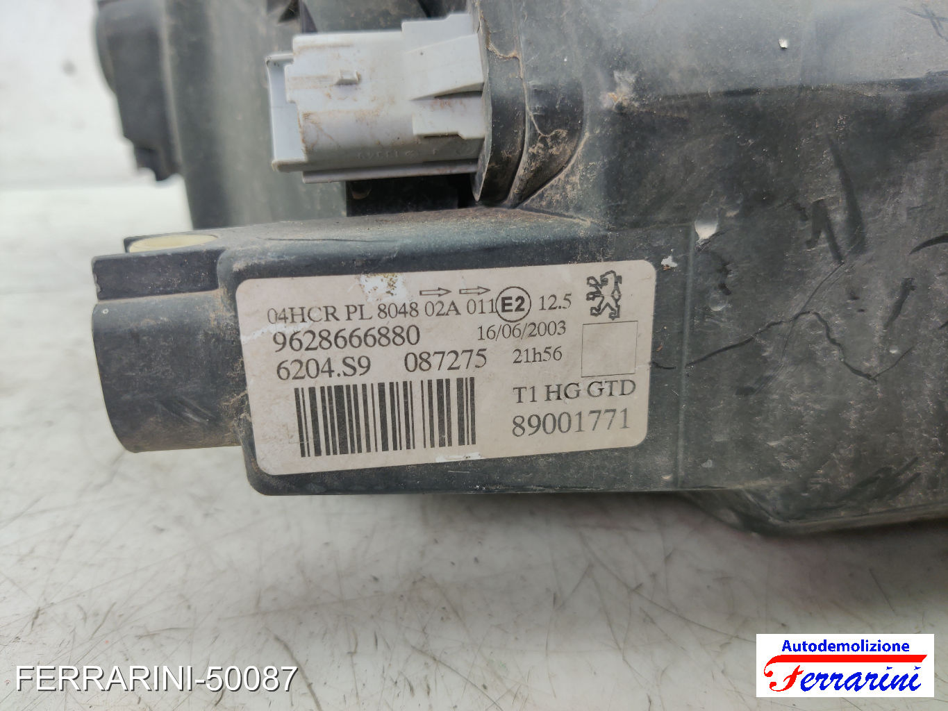 Faro Anteriore PEUGEOT 206 SW 2E/K 2002-2007 destro, dx 9628666880, 6204S7 6