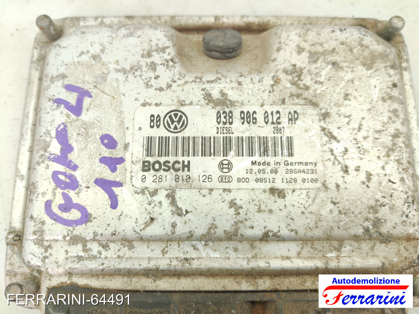 Centralina Motore VW GOLF 4 1J1 1.9 TDI 1997-2004 038906012AP, 0281010126