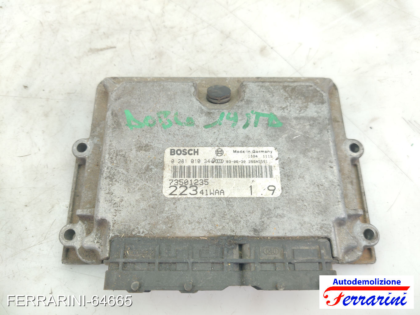 Centralina Motore FIAT DOBLO 223 1.9 JTD 2001-2023 73501235, 0281010344
