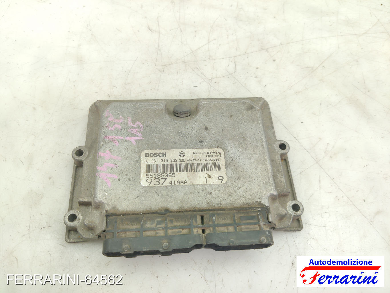Centralina Motore ALFA ROMEO 147 937 1.9 JTD 16V 2003-2004 55185365, 0281010332