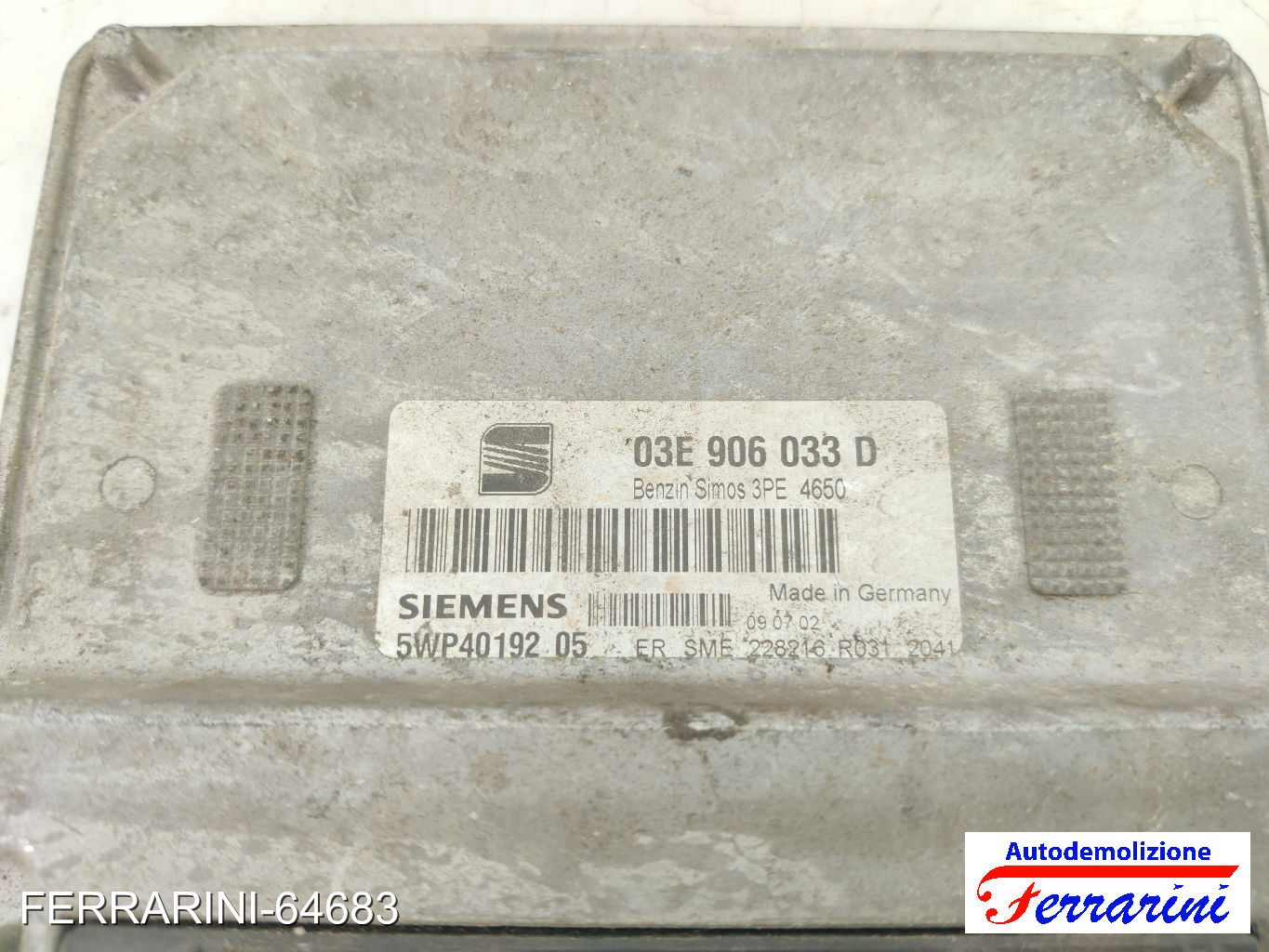 Centralina Motore VW POLO 9A, 9N 1.2 12V 2001-2007 03E906033D, 5WP40192, 090702