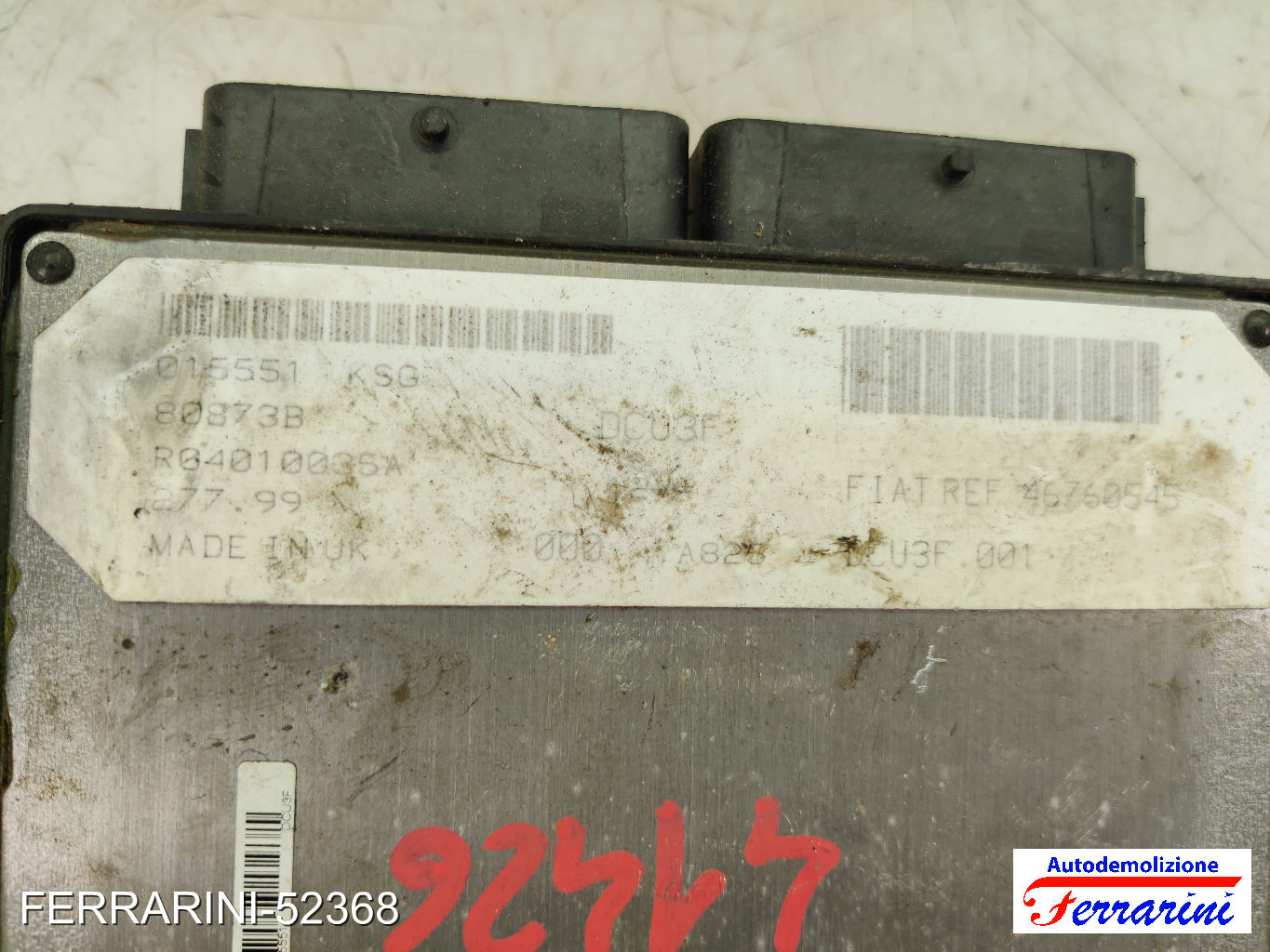 Centralina Motore FIAT PUNTO 188 1.9 DS 60 1999-2012 46760545