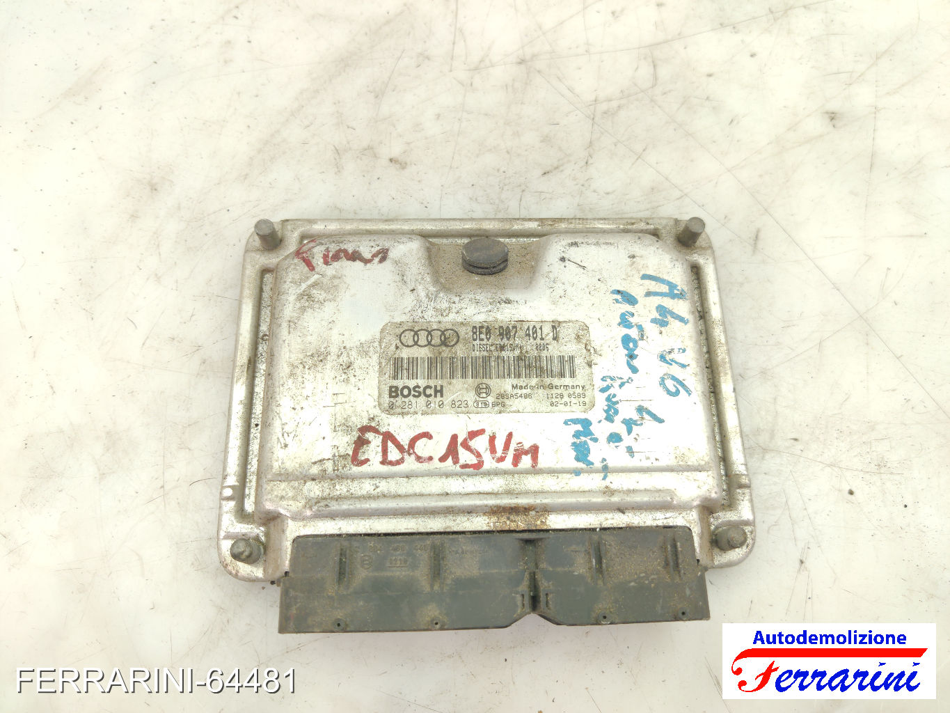 Centralina Motore AUDI A4 AT 8E+05 2.5 TDI QUATTRO 2001-2004 8E0907401D