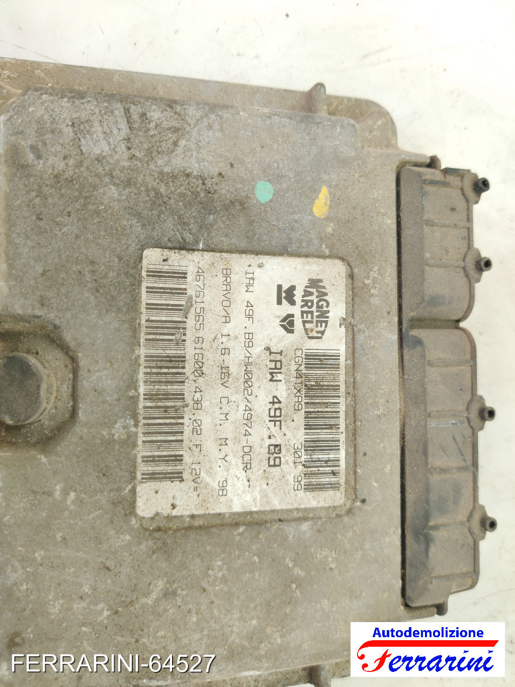 Centralina Motore FIAT MULTIPLA 186 1.6 100 16V 1999-2010 46761565, CGN4TXA9 6