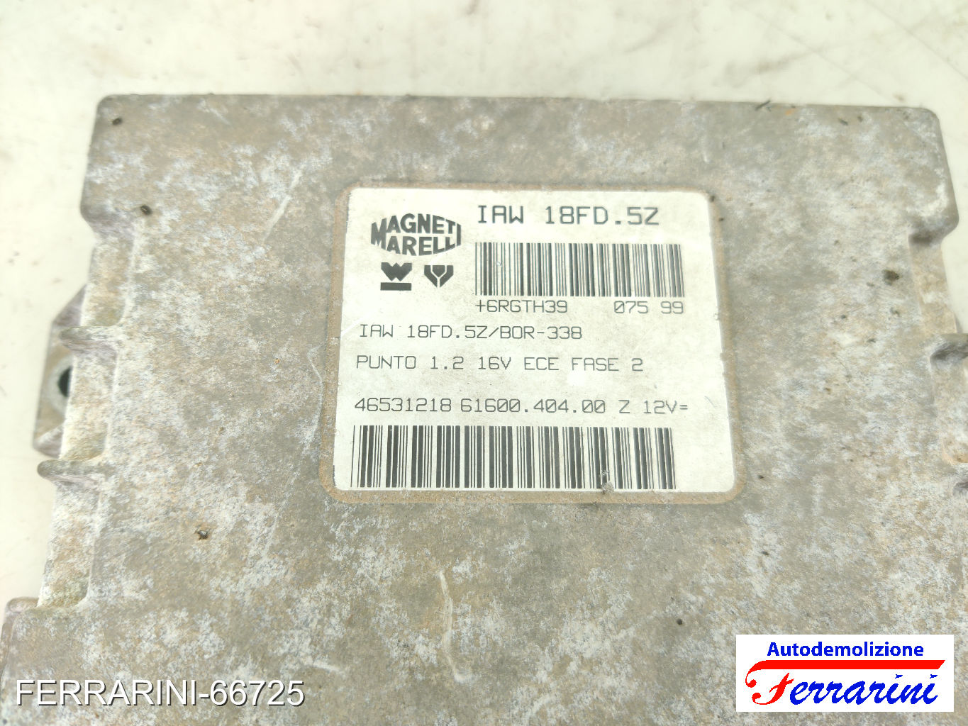 Centralina Motore FIAT PUNTO 176 1.2 16V 1997-1999 46531218, 6RGTH39, 6160040400 7