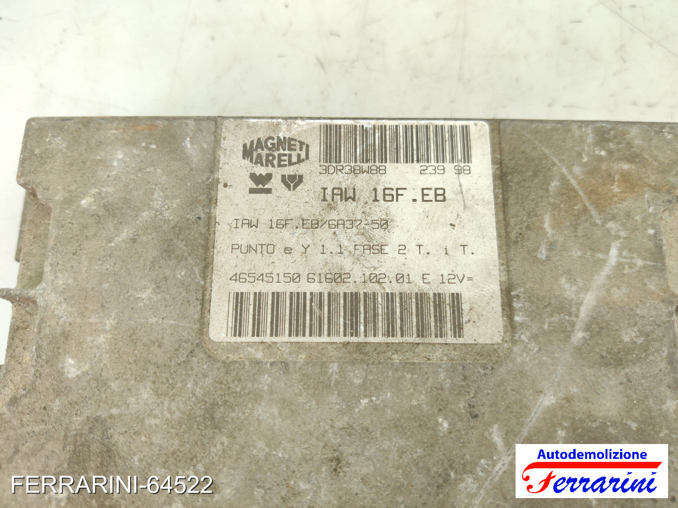 Centralina Motore FIAT PUNTO 176 55 1.1 1993-1999 46545150, 3DR38W88, 3DR3DWB8 6