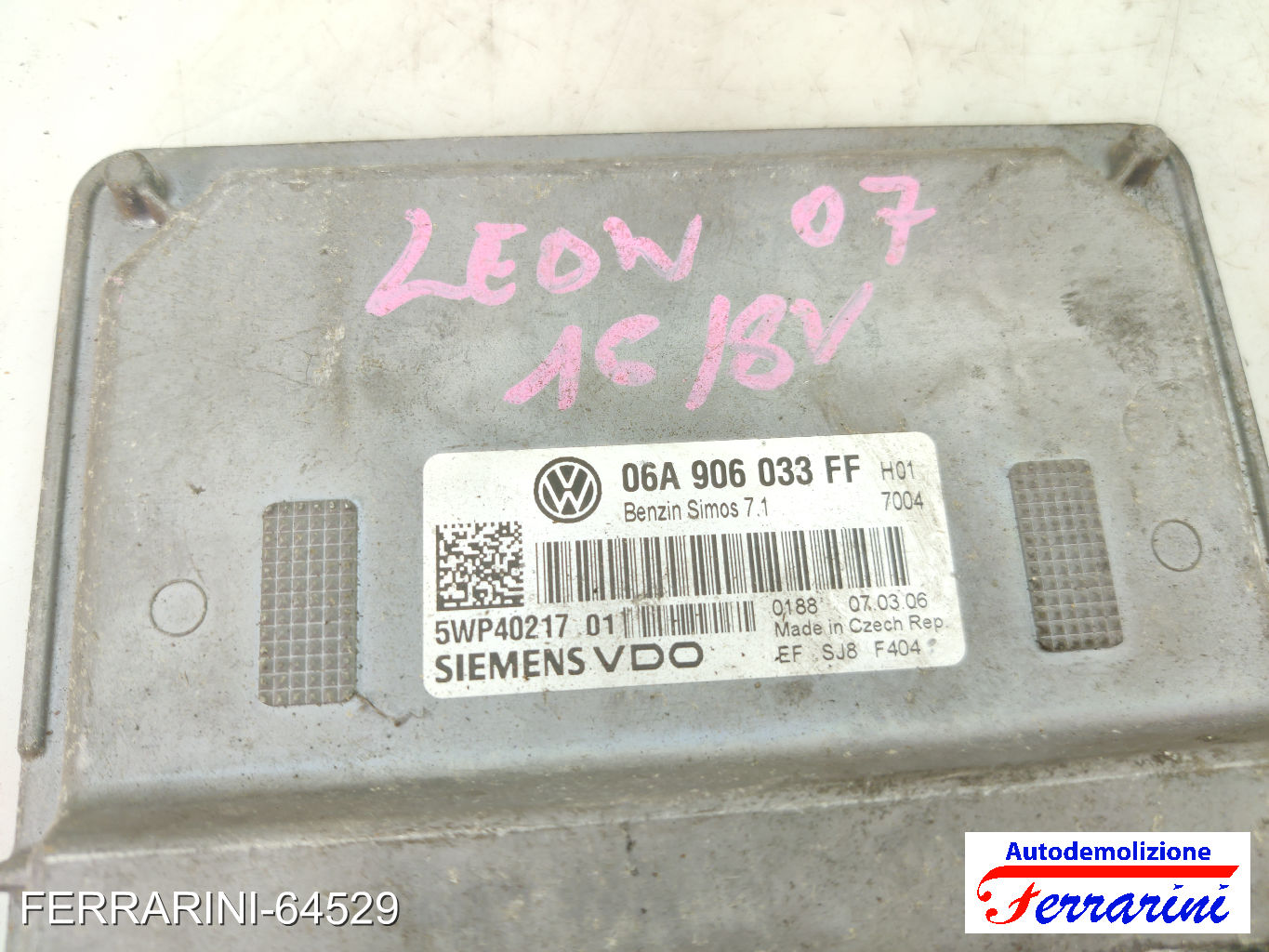 Centralina Motore AUDI A3 8P1 1.6 2003-2012 06A906033FF, 5WP40217 6