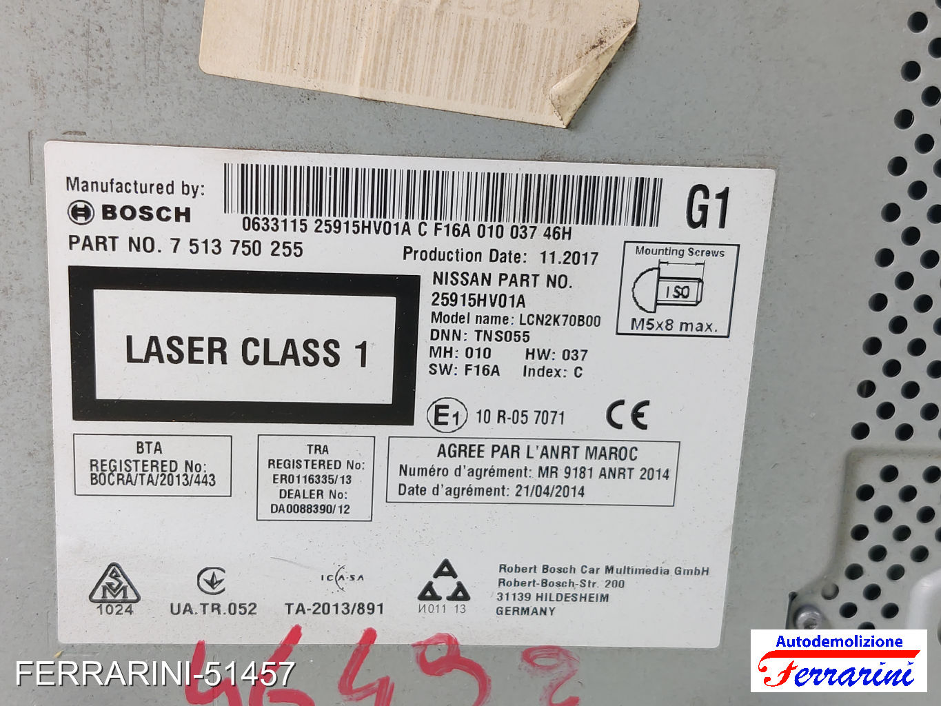 Display Danneggiato Stereo Radio NISSAN QASHQAI 2 J11 2013-2023 7513750255