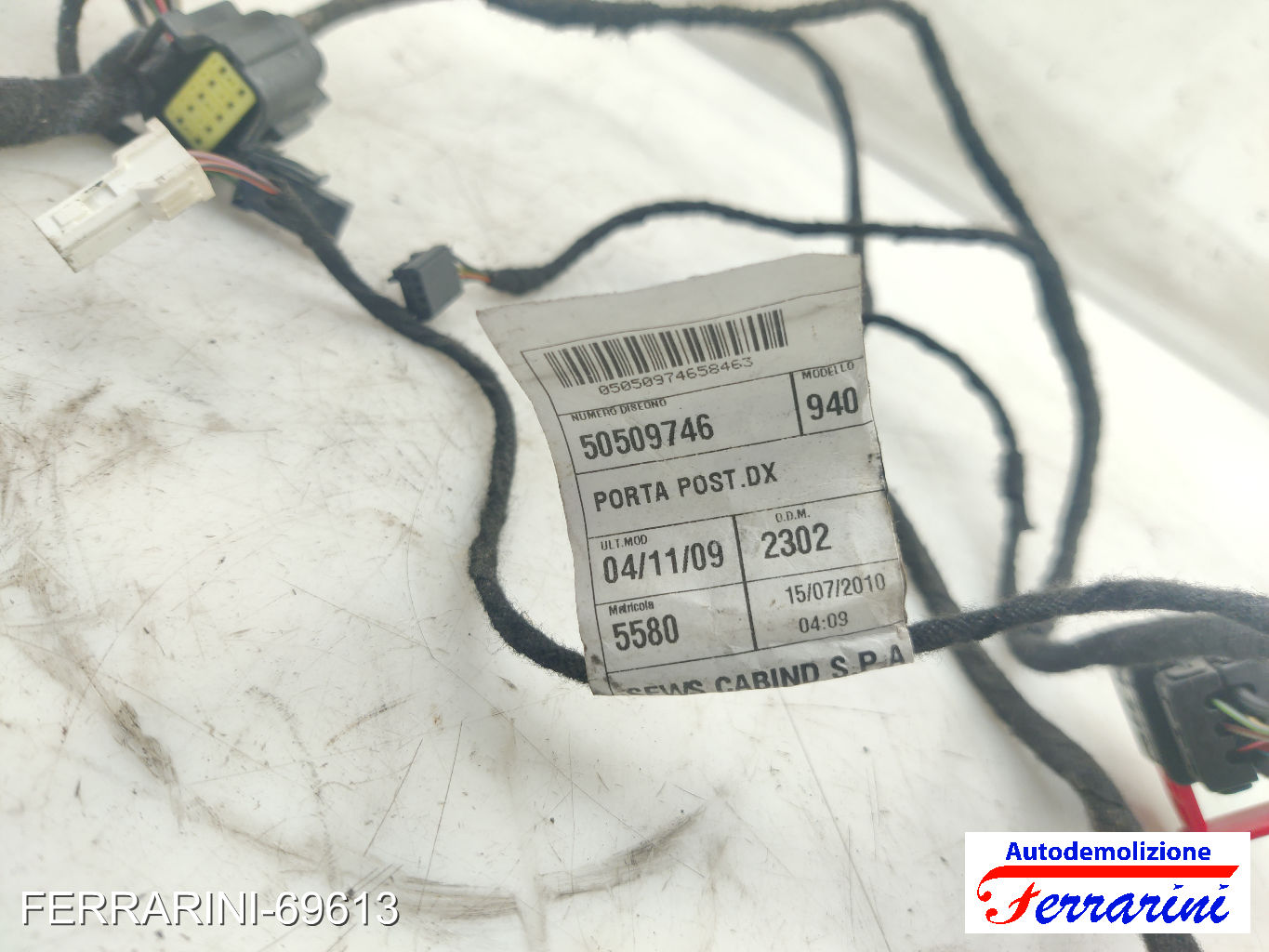 cablaggio porta LANCIA DELTA 3 844 2008-2014 Retro Destra 50509746