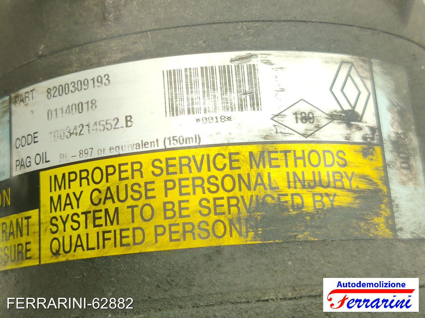 Compressore Clima RENAULT SCENIC 2 JM0/1 1.9 DCI 2005-2008 8200309193, 01140018