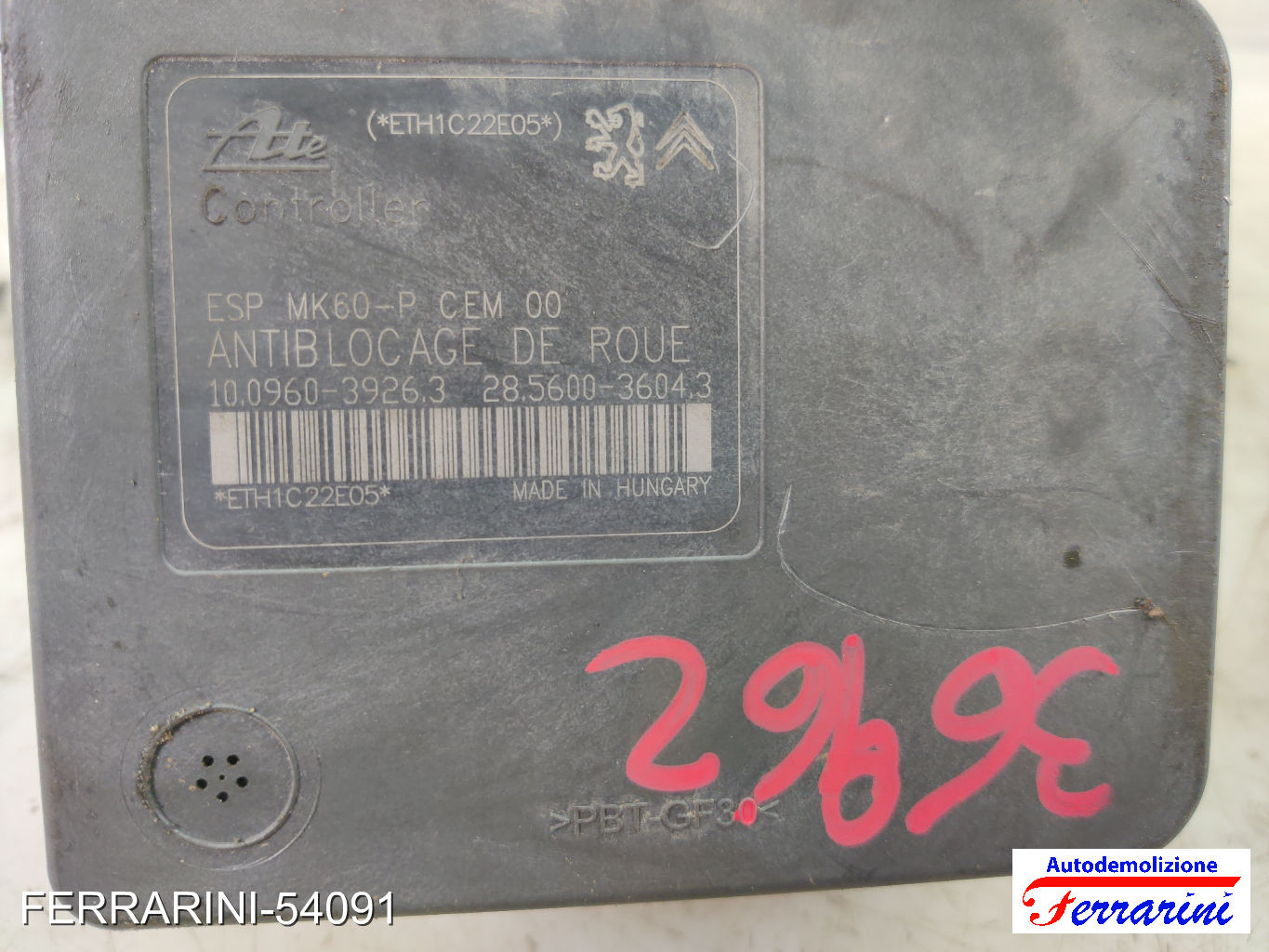 Centralina Pompa Abs CITROEN C3 PICASSO SH 1.6 HDI 90 2010-2016 9674415980