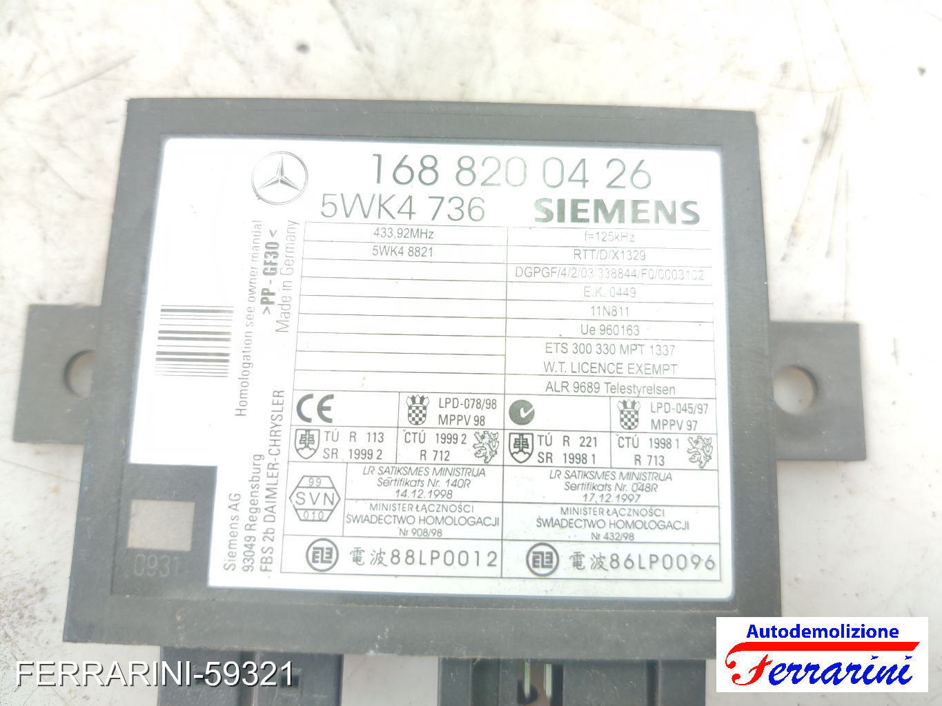 Centralina Centralina Immobilizzatore MERCEDES CLASSE A W168 1997-2004 8
