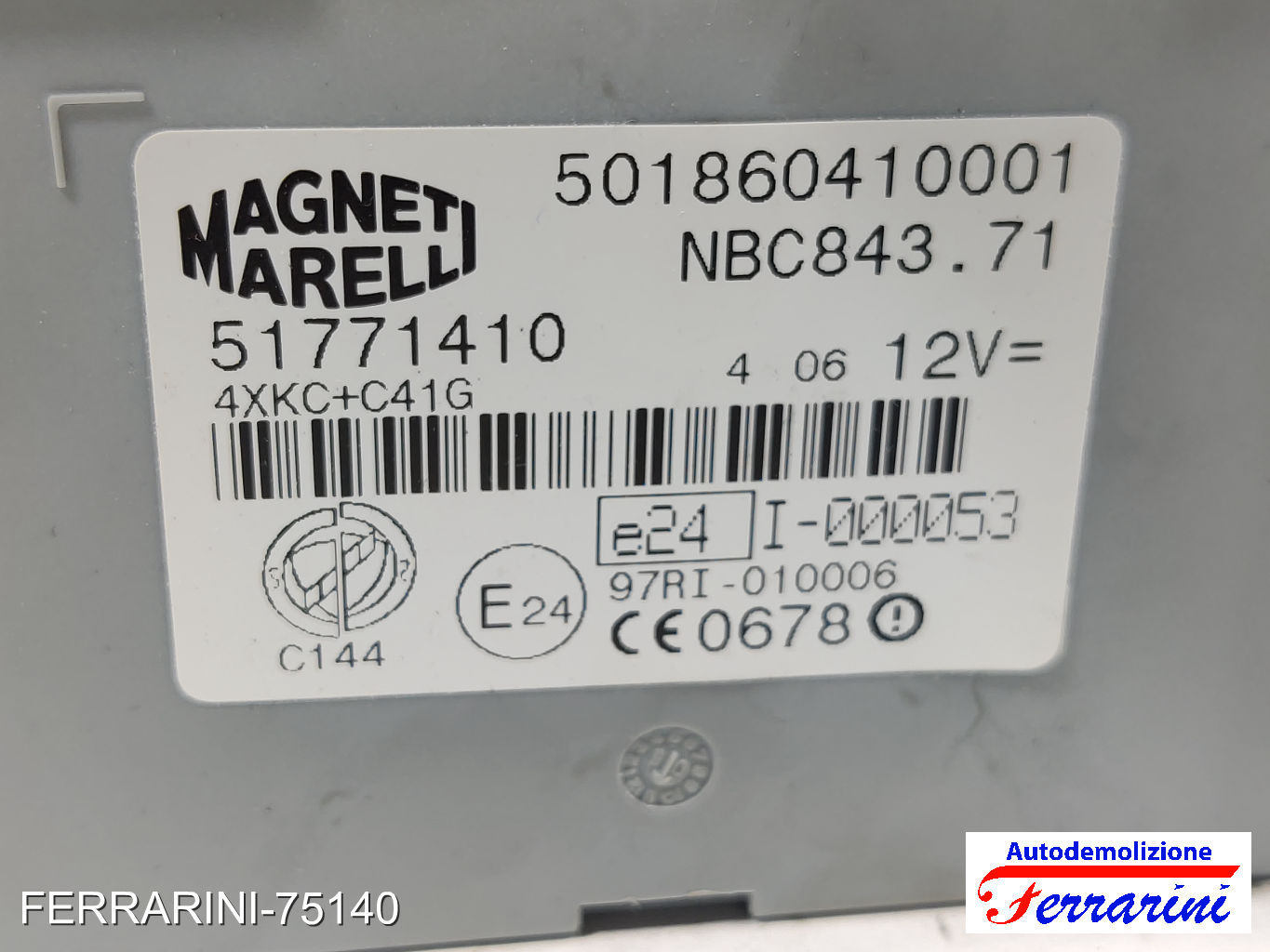 Body Computer LANCIA YPSILON 843 1.2 2003-2011 51771410, 501860410001, NBC84371