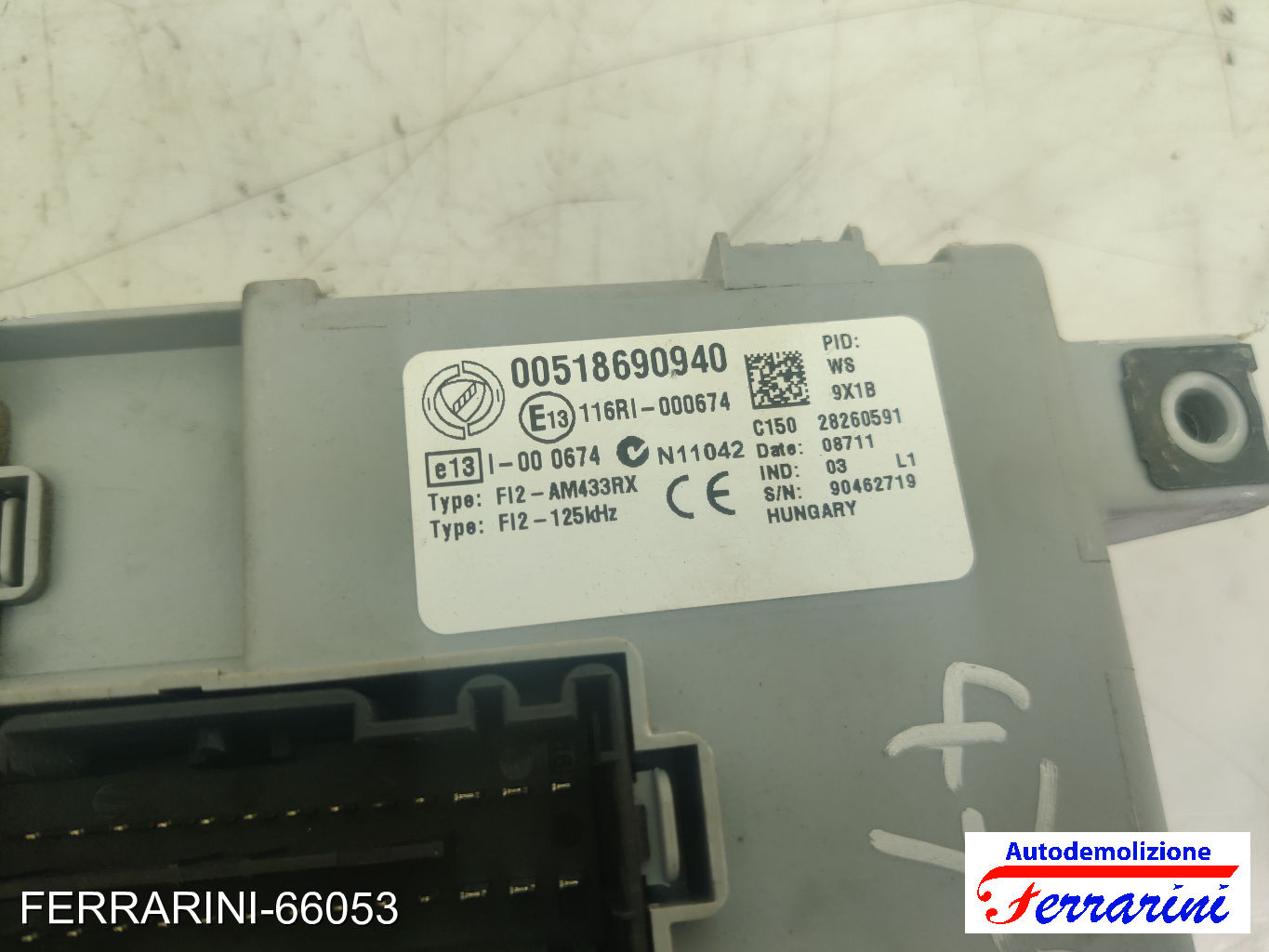 Body Computer FIAT PUNTO EVO 199 1.3 D MULTIJET 2009-2012 00518690940, 028260591 8