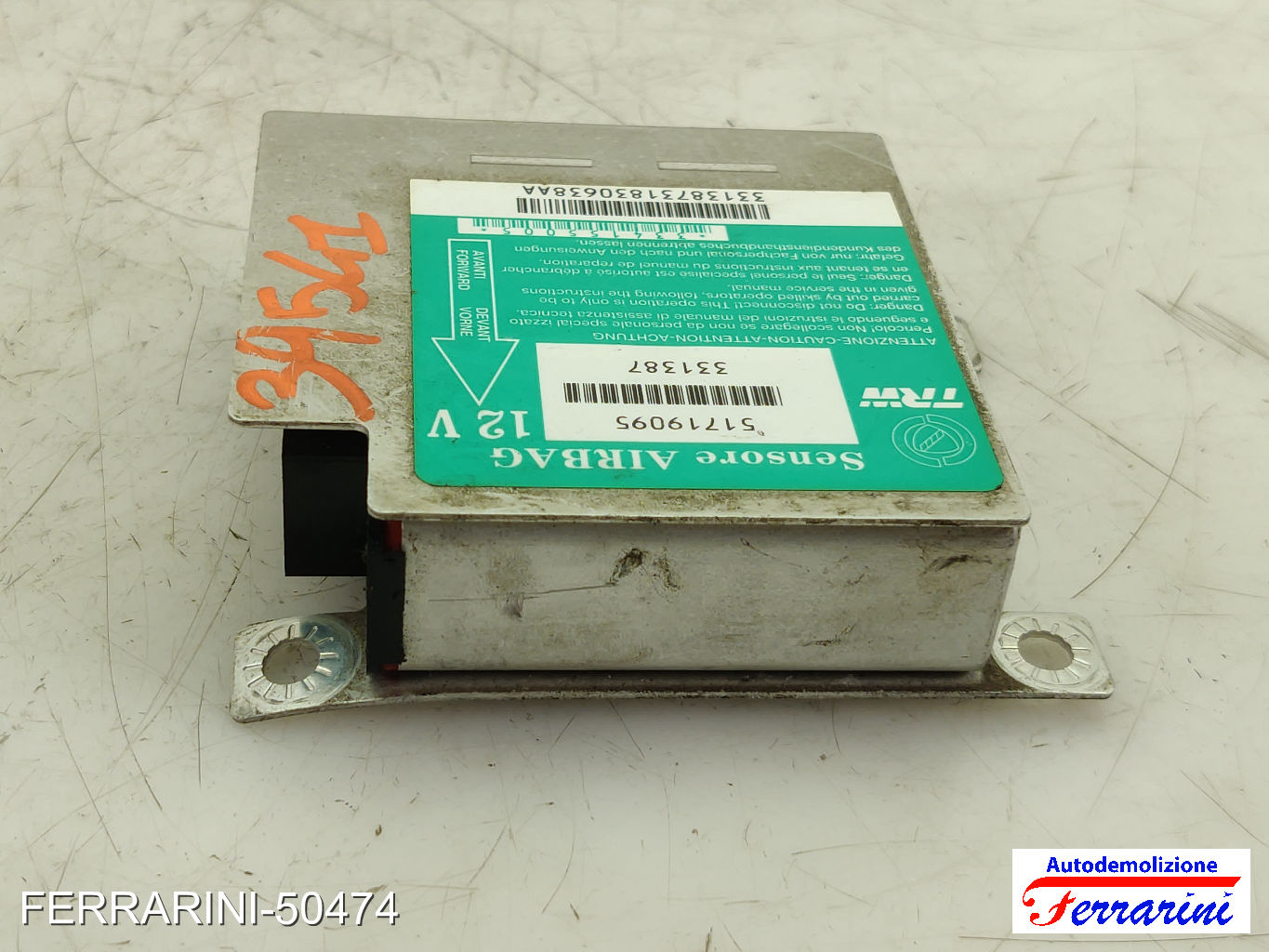 Centralina Airbag FIAT SEICENTO 600 187 1998-2010 51719095, 331387