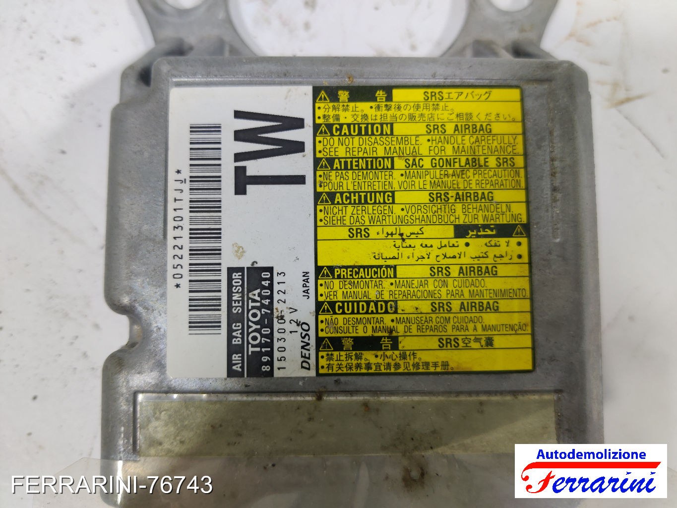 Centralina Airbag TOYOTA IQ J1 2009-2015 8917074040, 05221301, 1503002213 7