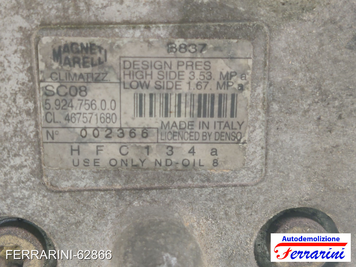 Compressore Clima FIAT BRAVA 182 1.9 JTD 105 1998-2001 46757168, 46785772
