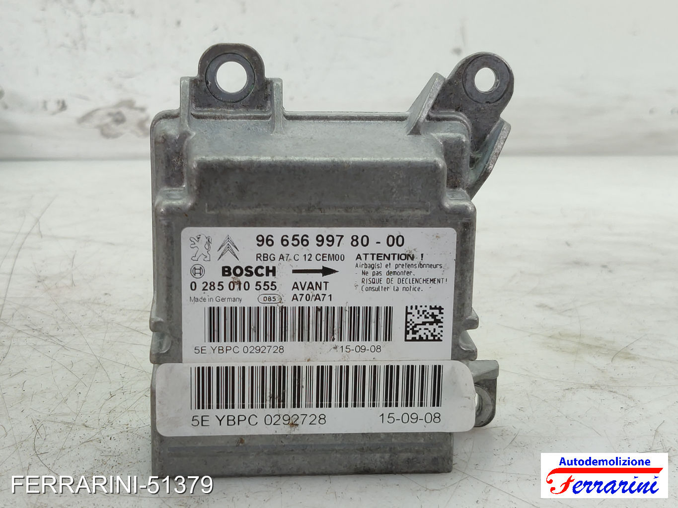 Centralina Airbag PEUGEOT 207 SW WK 2007-2013 0285010555, 9665699780 8