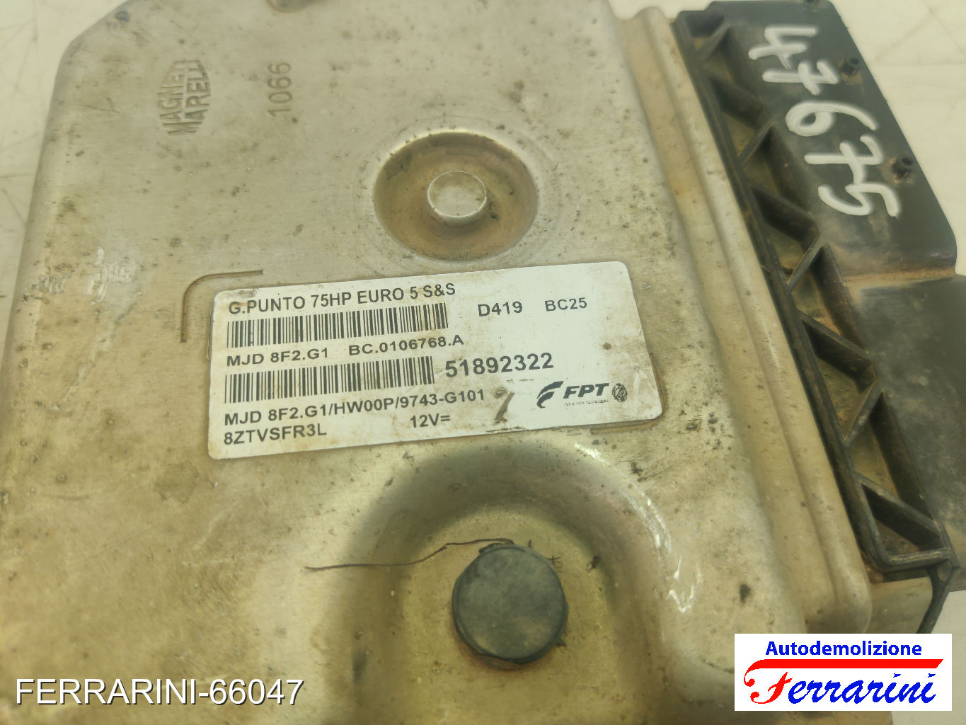 Centralina Motore FIAT PUNTO EVO 199 1.3 D MULTIJET 2009-2012 51892322, 51904061