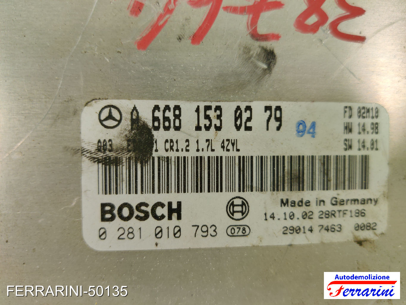 Centralina Motore MERCEDES CLASSE A W168 A 170 CDI 2001-2004 A6681530279 11