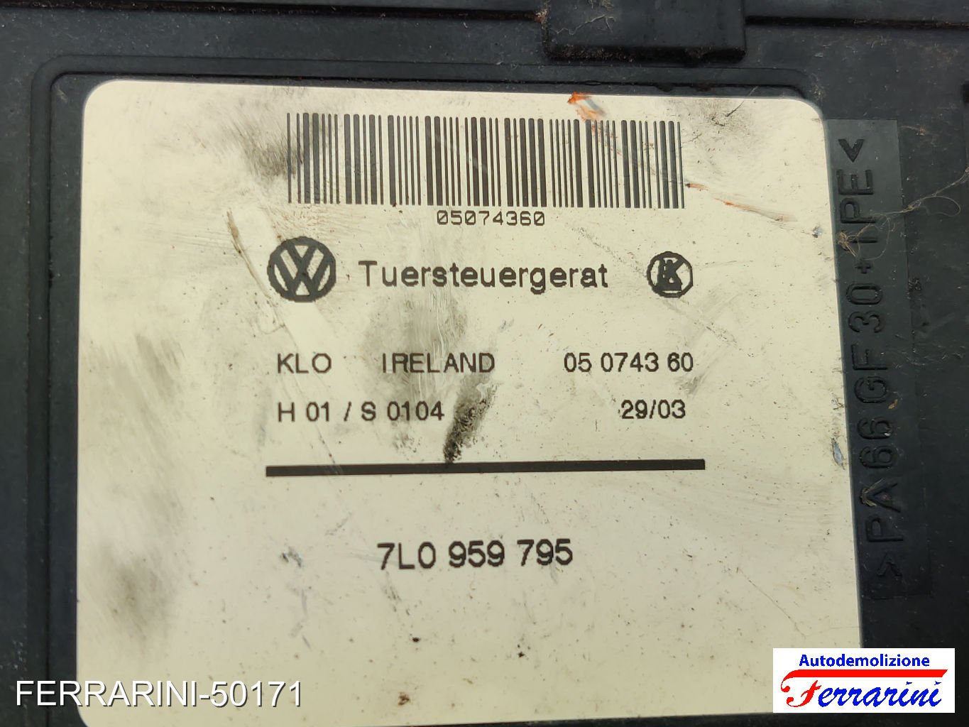 Motorino Alzavetro VW TOUAREG 7L6, 7L7, 7LA 2.5 R5 TDI 2003-2010 7LO959795