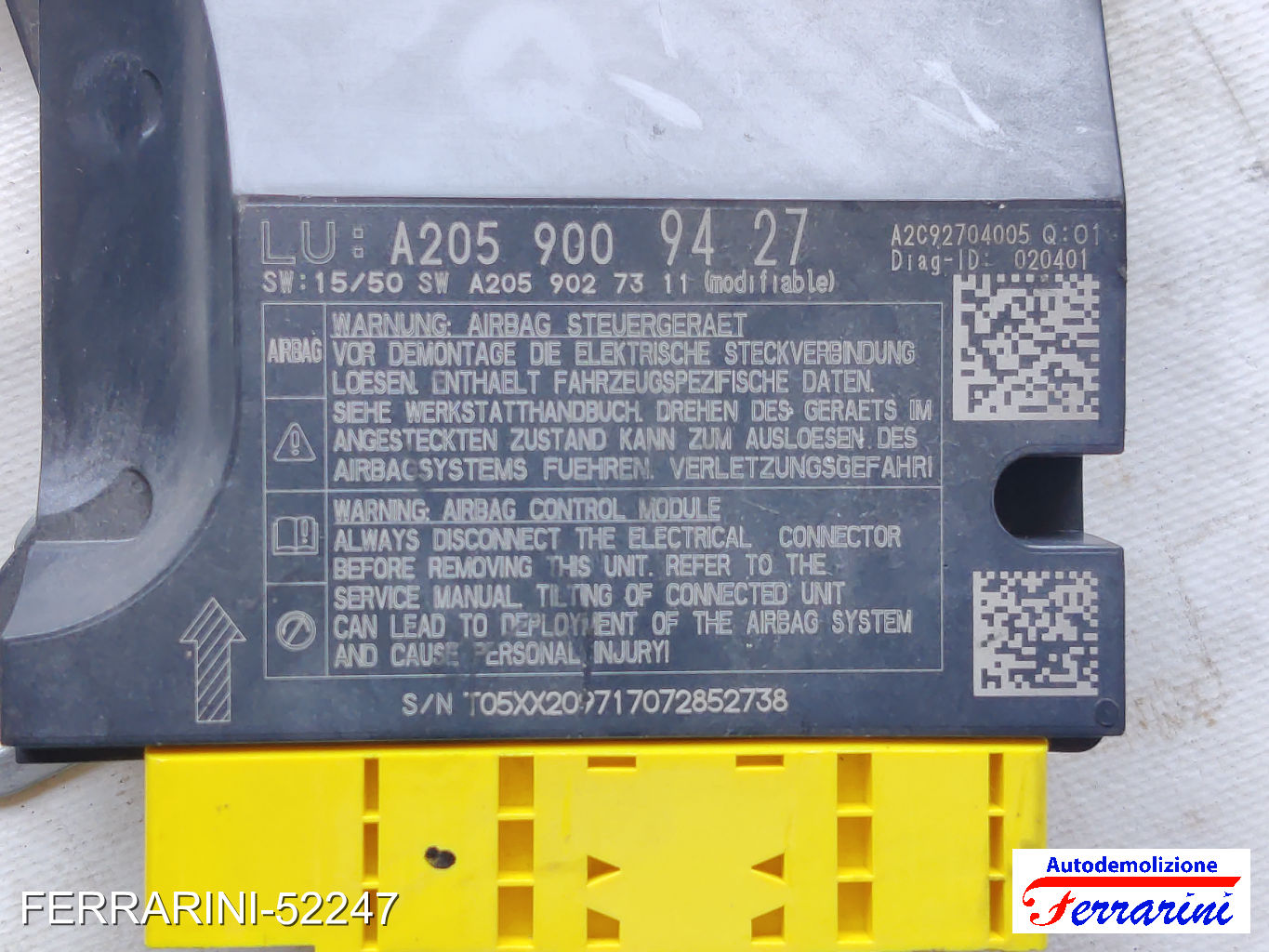 Kit Airbag Completo MERCEDES CLASSE C S205 2015-2018 A2059009427, A2056803705 6