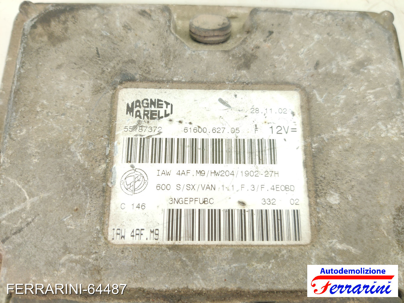 Centralina Motore FIAT SEICENTO 600 287 1.1 1998-2010 55187372, 51793106