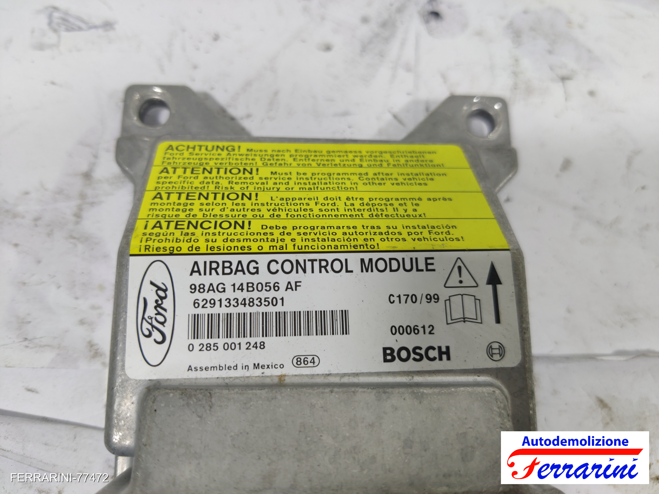Centralina Airbag FORD FOCUS SW DNW 1999-2004 98AG14B056AF, 629133483501