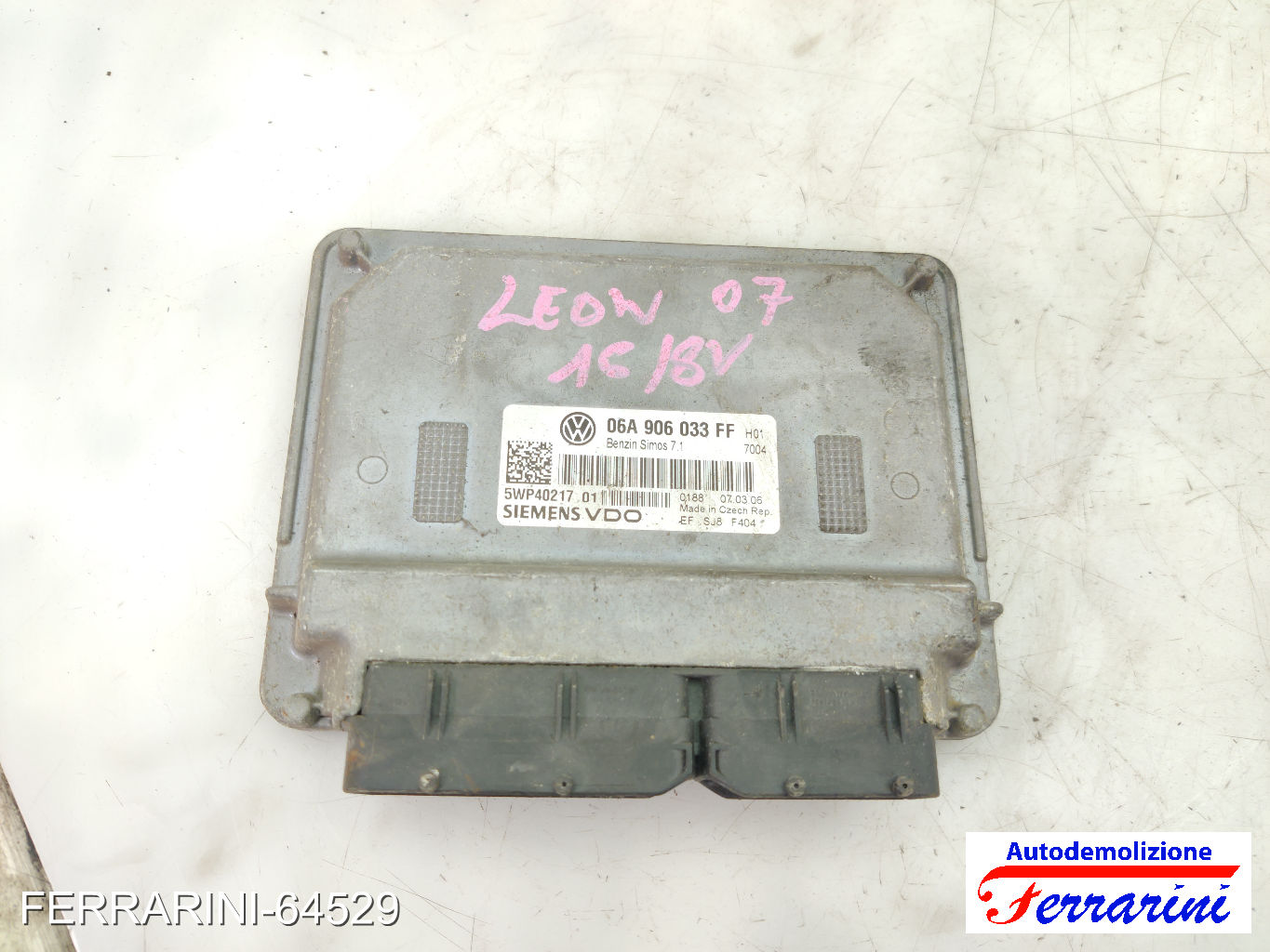 Centralina Motore AUDI A3 8P1 1.6 2003-2012 06A906033FF, 5WP40217