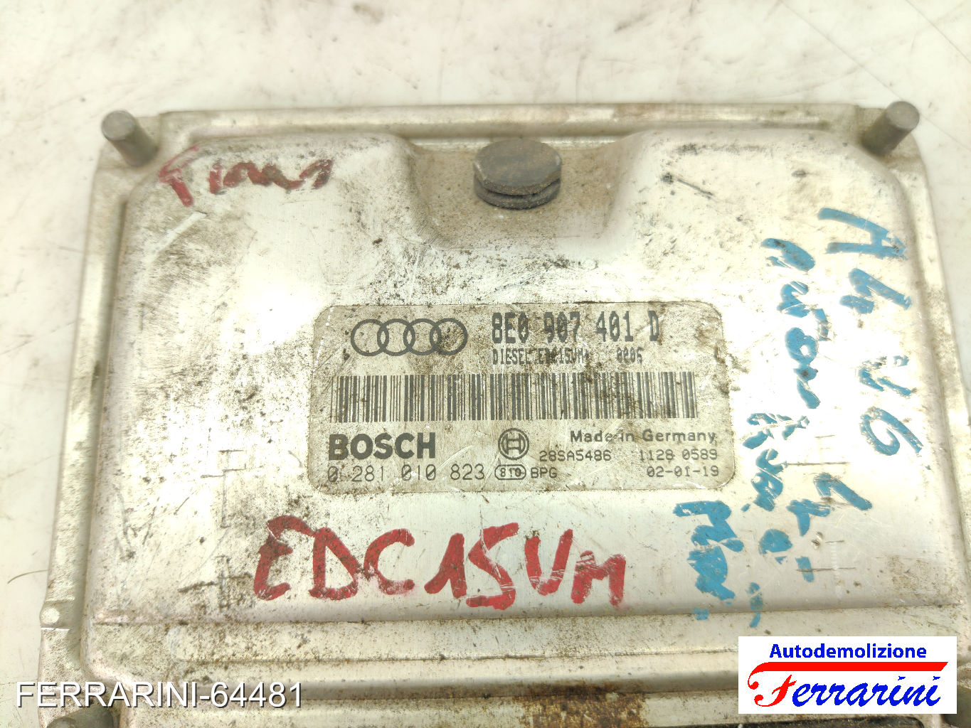 Centralina Motore AUDI A4 AT 8E+05 2.5 TDI QUATTRO 2001-2004 8E0907401D